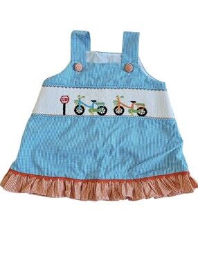 Remember Nguyen Gingham Smocked Tank Bicycles Embroidered
